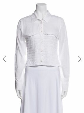 Veronica beard white ruched elastic waist button down size M